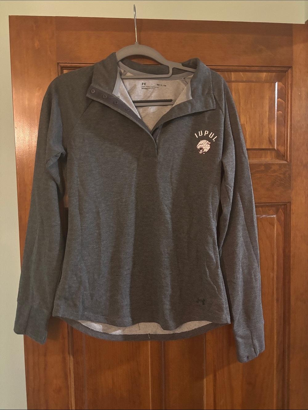 Under Armour Women's Dark Gray Quarter-Zip Pullover with IUPUI Logo